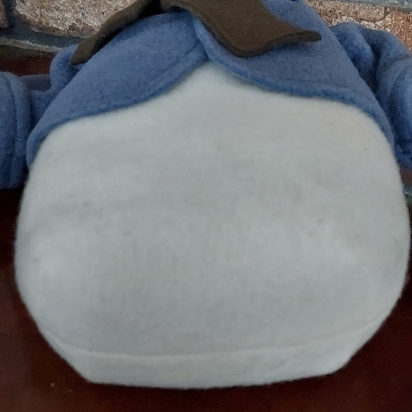 Snowman Felt Plush Christmas Decor Weighted Shelf Sitter White Blue Coat  Olive - Picture 7 of 7